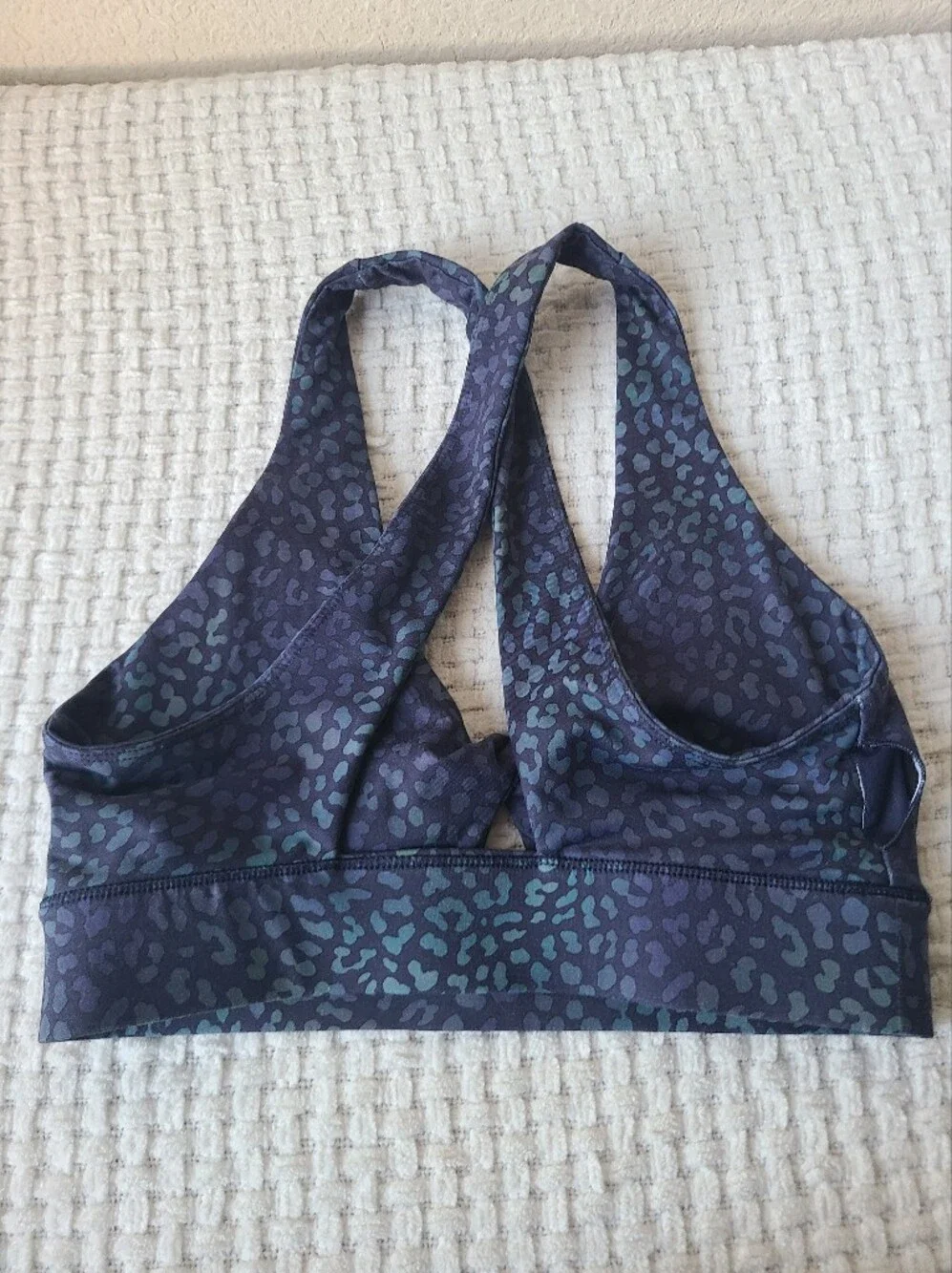 Fableticw Women's Dark Navy Leopard Print Racerback Sports Bra Size XS